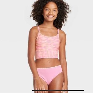 New! Girls’ Zebra ribbed bottom tankini set